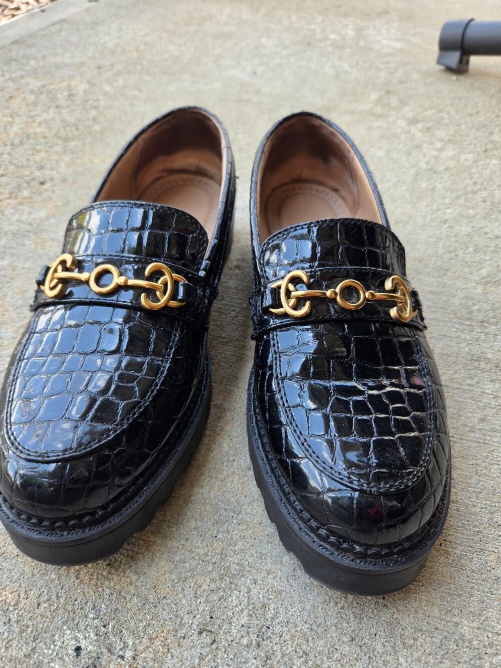 Black Crocco Patent with Gold Hardware Circus NY by Sam Edelman - Deana - Size 9